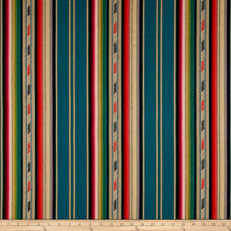 Bandolier Stripe Teal Multi Laura Kiran Fabric