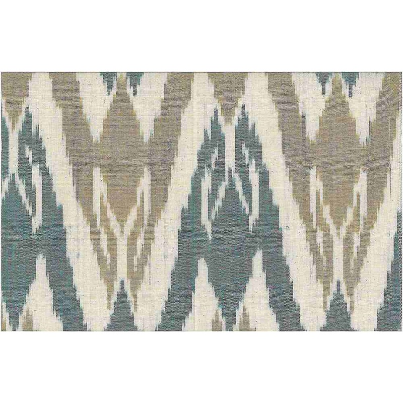 Uzbek Ikat Aqua Tan Laura Kiran Fabric