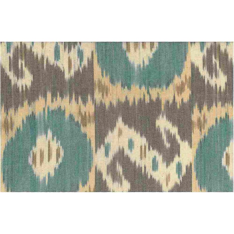 Bukhara Ikat Aqua Taupe Laura Kiran Fabric