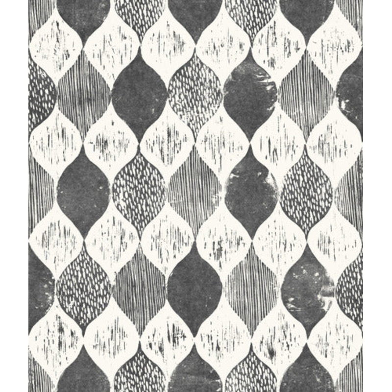 Woodblock Print Black/White Magnolia Home Vol. II Wallpaper