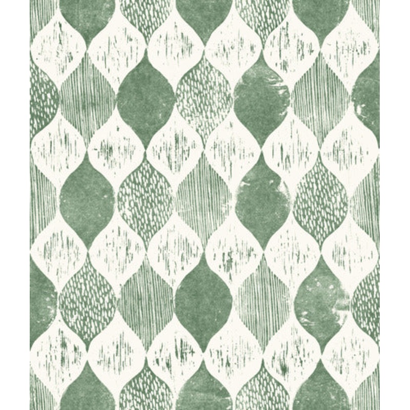 Woodblock Print Forest Green Magnolia Home Vol. II Wallpaper