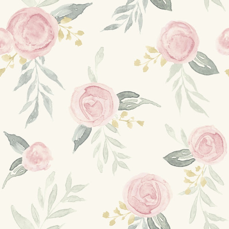 MK1125 Watercolor Roses Pink Wallpaper