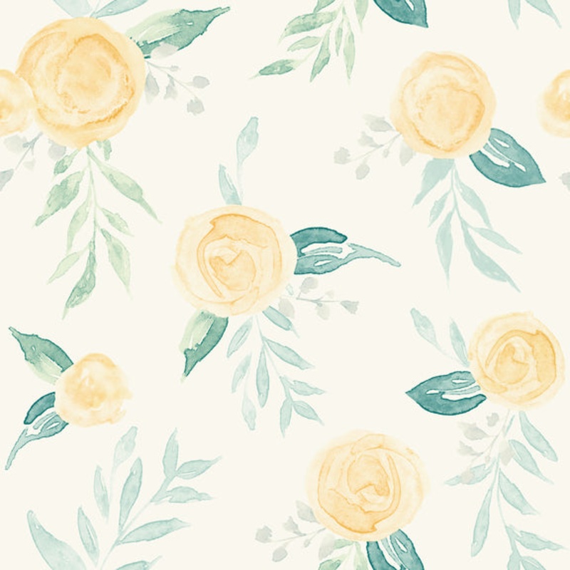 MK1127 Watercolor Roses Yellow Wallpaper