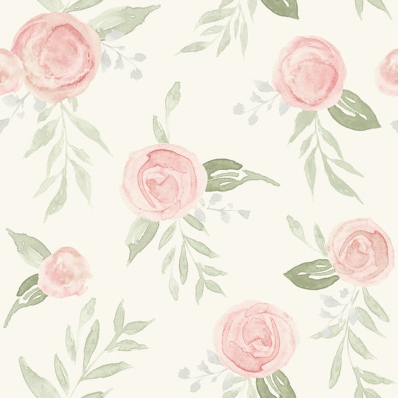 MK1128 Watercolor Roses Coral Wallpaper