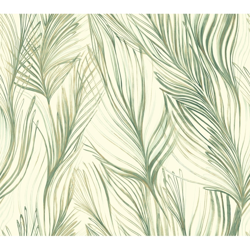 NA0500 Green Peaceful Plume Wallpaper