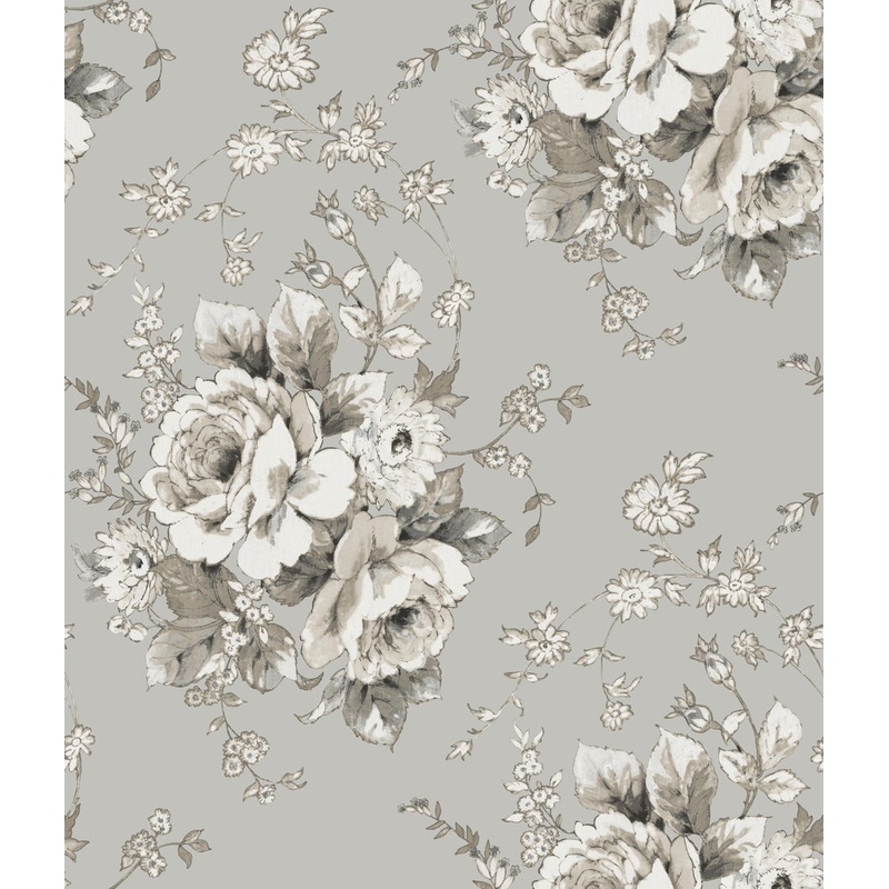 FH4089 Taupe/Linen Heritage Rose Wallpaper