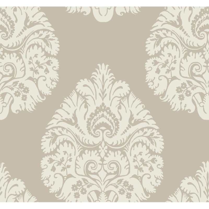 KT2142 Beige Teardrop Damask Wallpaper