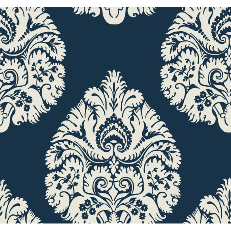 KT2143 Navy Teardrop Damask Wallpaper