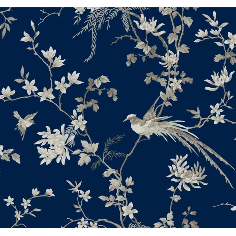 KT2171 Blue Bird And Blossom Chinoserie Wallpaper