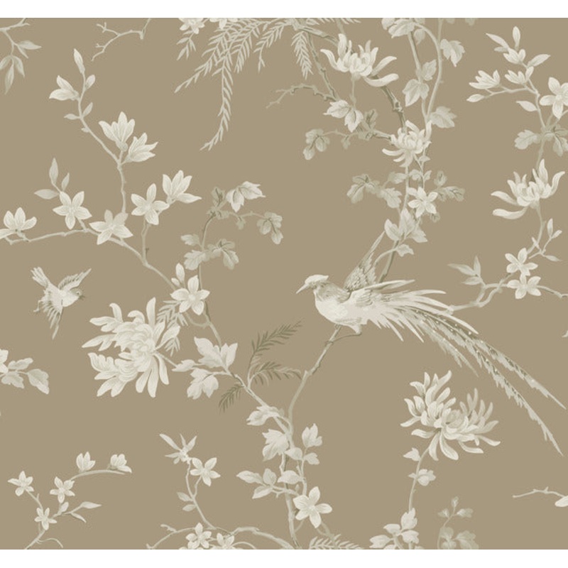 KT2172 Brown Bird And Blossom Chinoserie Wallpaper