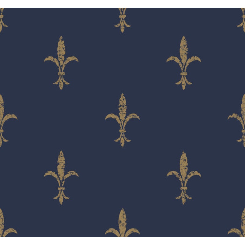 KT2191 Navy/Gold Fleur De Lis Wallpaper