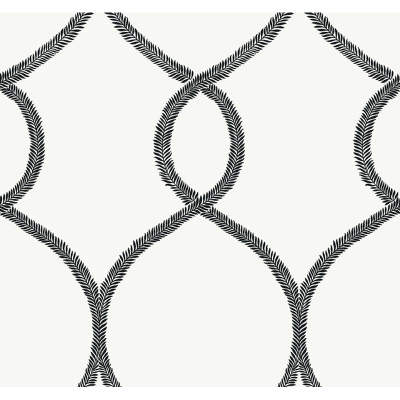 KT2235 Black Laurel Leaf Ogee Wallpaper