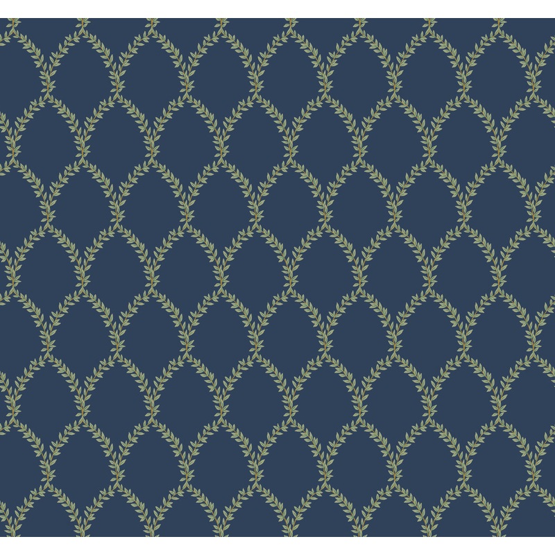 RI5179 Navy Laurel Wallpaper