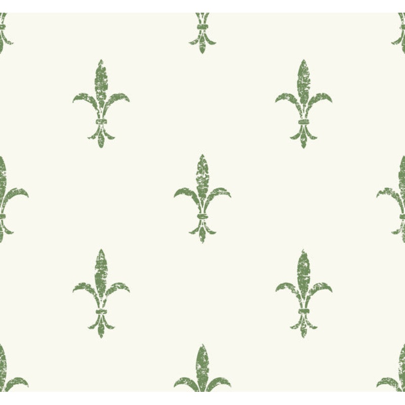 KT2194 White/Green Fleur De Lis Wallpaper