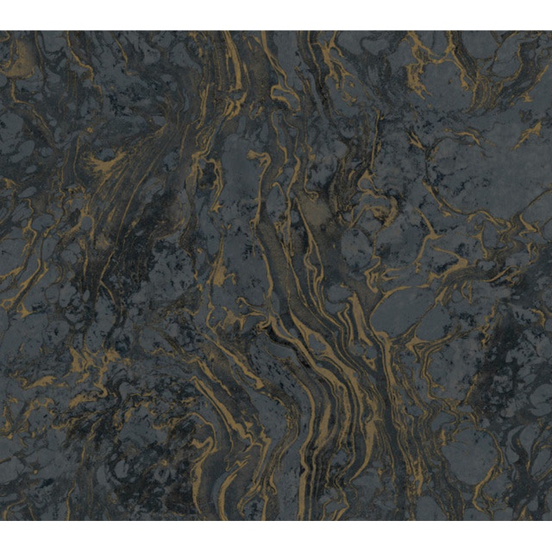 KT2224 Black Polished Marble Wallpaper