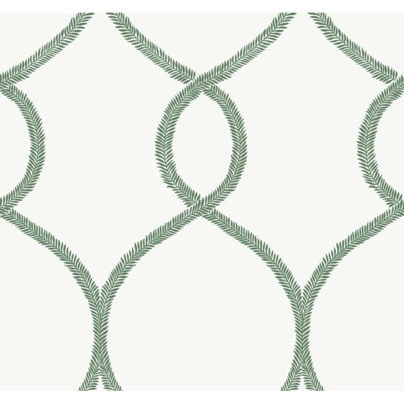 KT2231 Green Laurel Leaf Ogee Wallpaper