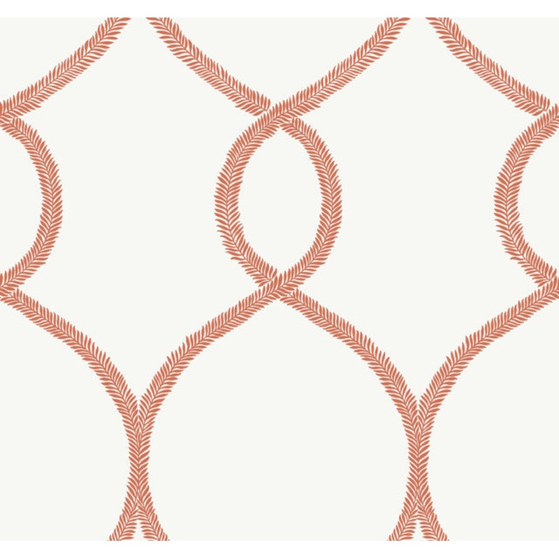 KT2236 Orange Laurel Leaf Ogee Wallpaper