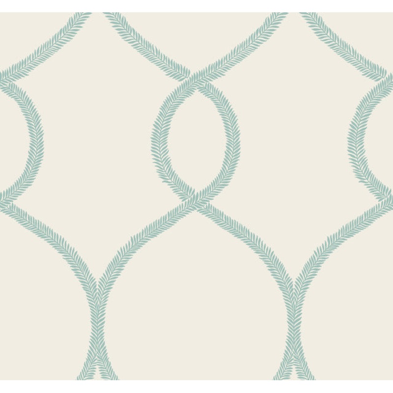 KT2238 Teal Laurel Leaf Ogee Wallpaper