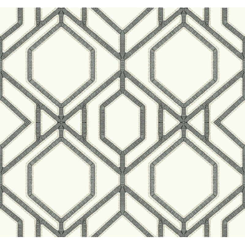 TC2632 White Gray Sawgrass Trellis Wallpaper