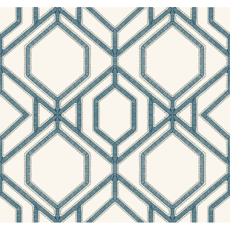 TC2634 White Blue Sawgrass Trellis Wallpaper