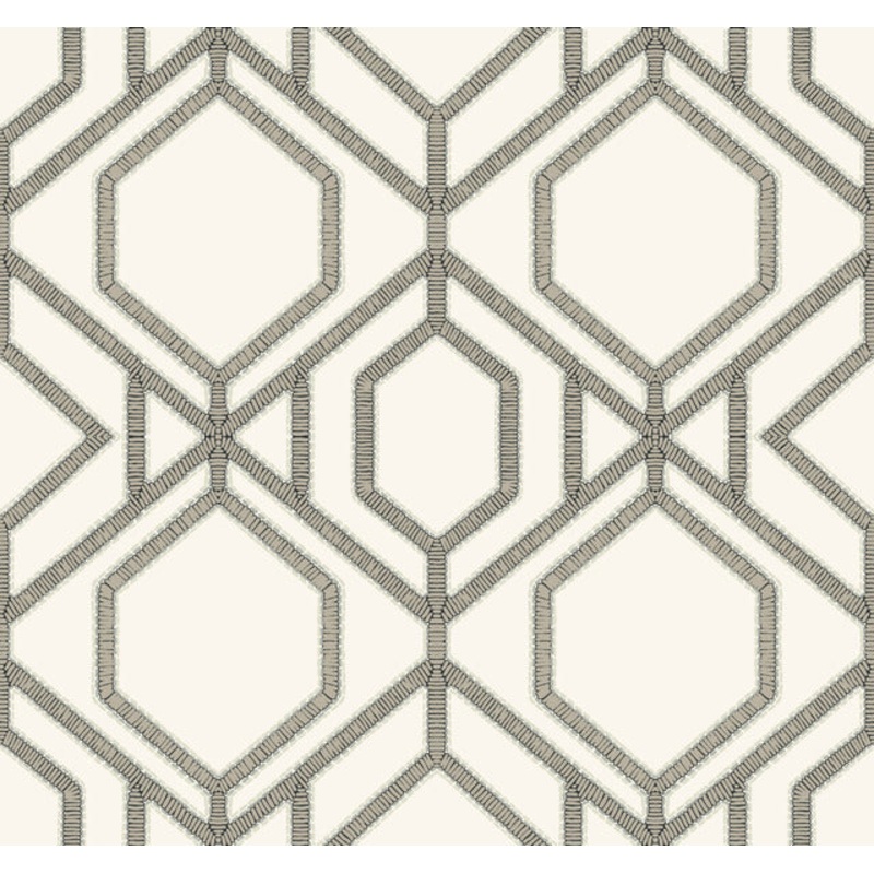 TC2635 White Taupe Sawgrass Trellis Wallpaper
