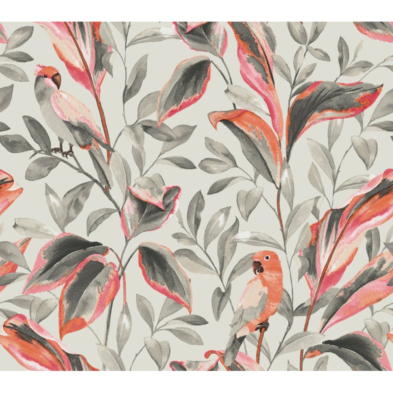TC2652 Gray Tropical Love Birds Wallpaper