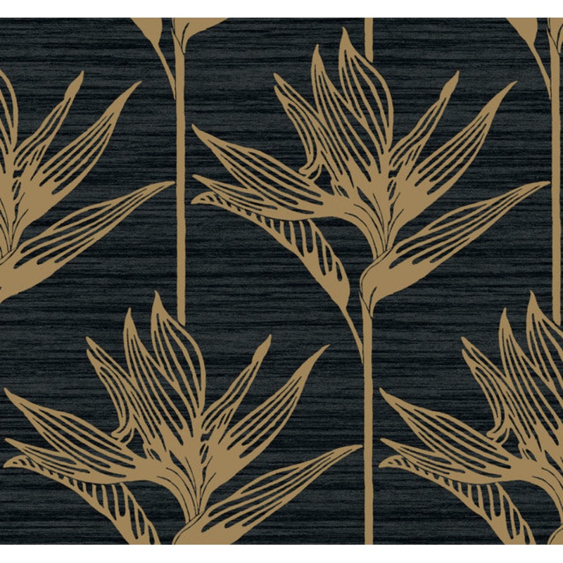 TC2674 Black Gold Bird Of Paradise Wallpaper