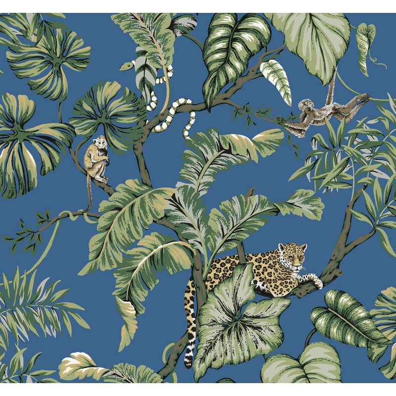 HO2141 Blue Jungle Cat Wallpaper