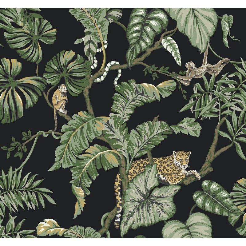 HO2143 Black Jungle Cat Wallpaper