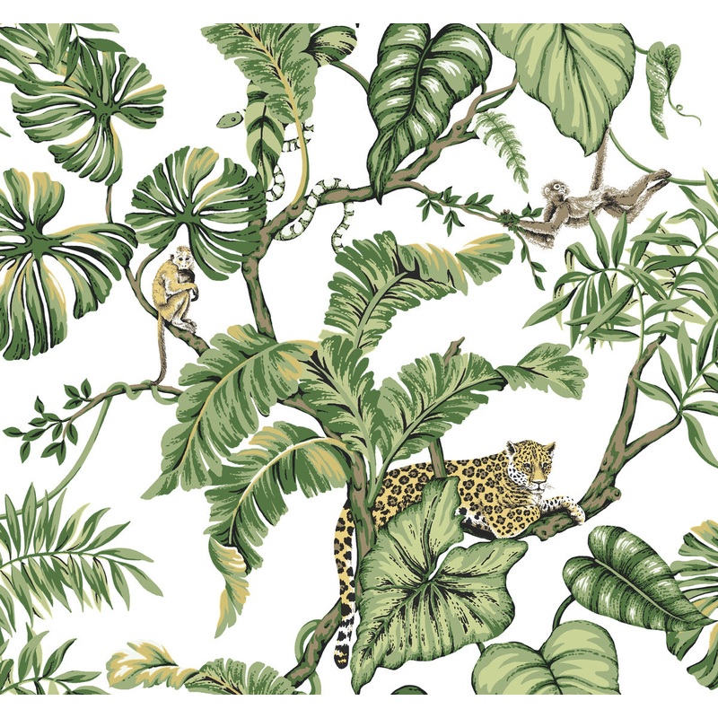 HO2145 White Jungle Cat Wallpaper