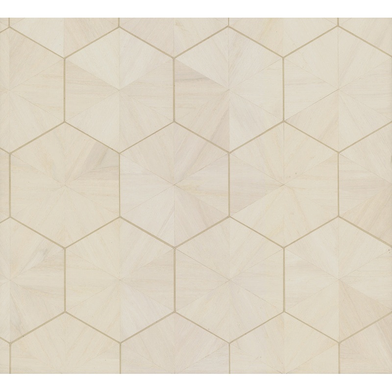 HO2101 Off White Hexagram Wood Veneer Wallpaper