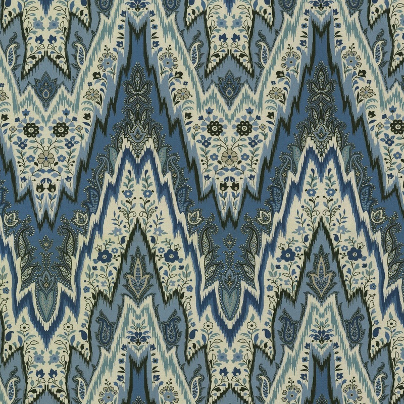 Bray Flamestitch 750691 Indigo Williamsburg PK Lifestyles Fabric