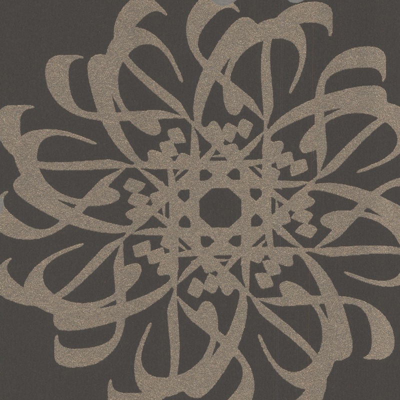 Hazar Afsan Espresso Modern Medallion Wallpaper