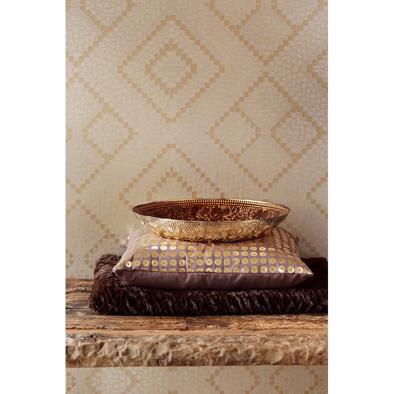 Kilim Brass Aztec Diamond Wallpaper