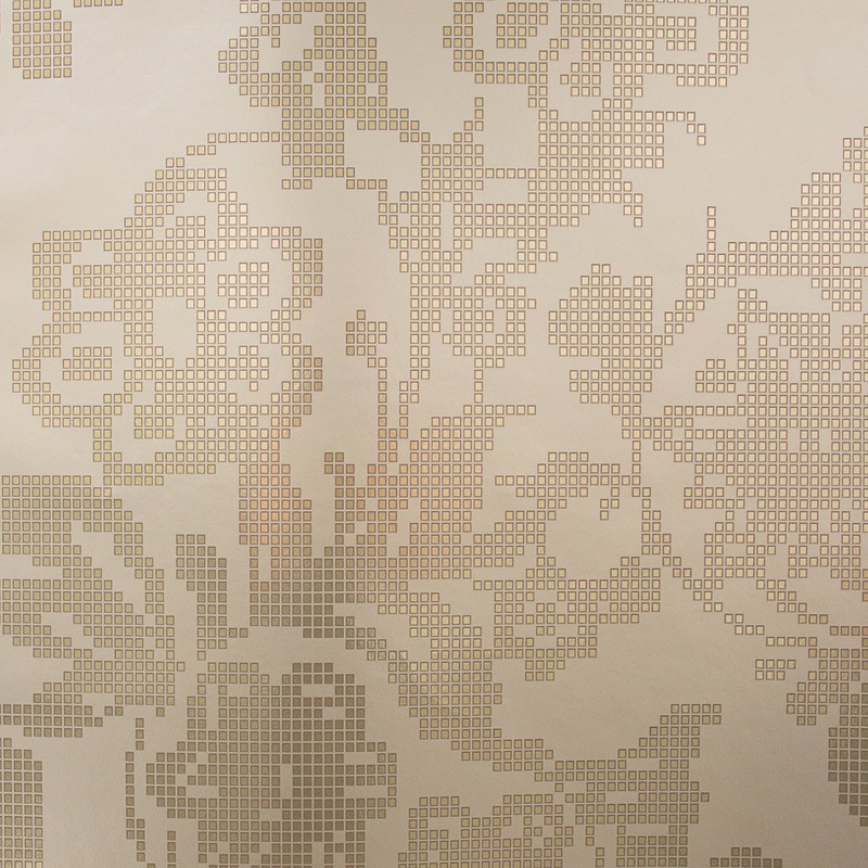 Sadira Brass Pixelated Modern Floral Wallpaper