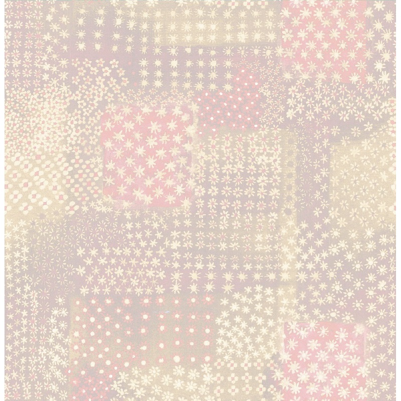 Flower Power Pink Patchwork Wallpaper