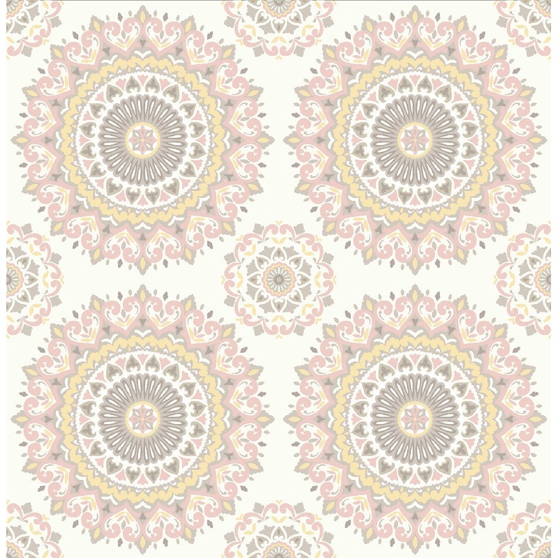 Gemma Light Pink Boho Medallion Wallpaper