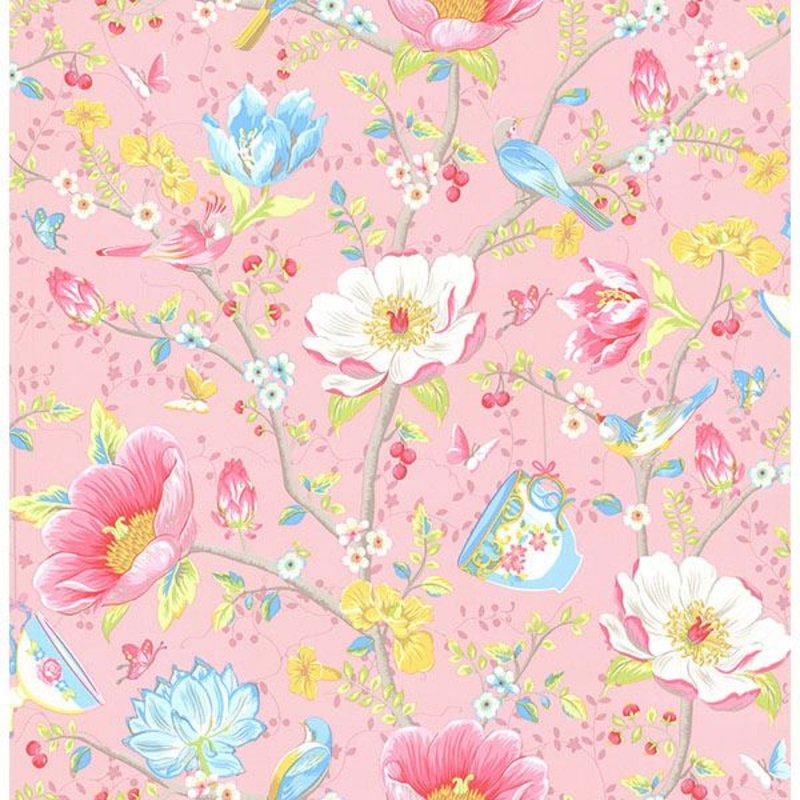 Leizu Pink Chinese Garden Wallpaper
