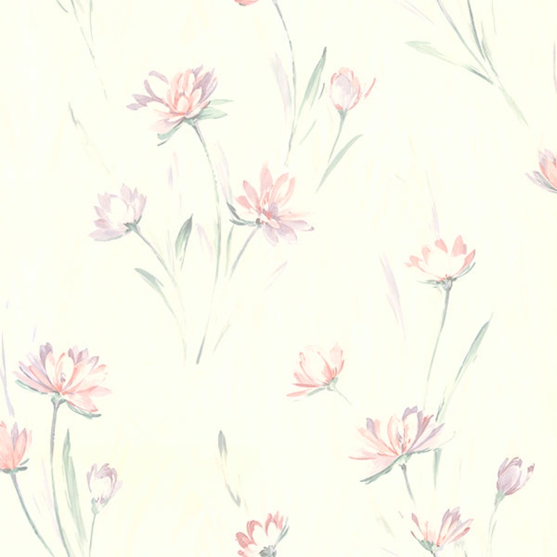 For Your Bath III Gloria Peach Floral Wallpaper