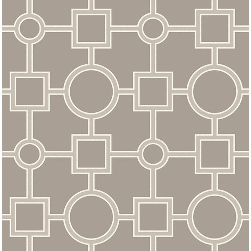 For Your Bath III Matrix Taupe Geometric Wallpaper