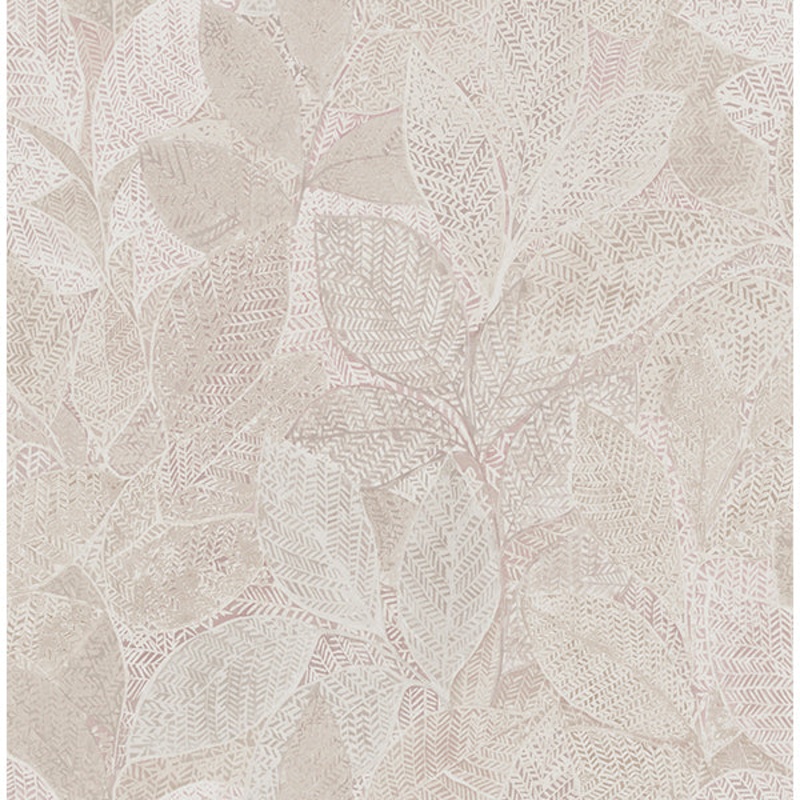 For Your Bath III Niabi Pink Leaves Wallpaper