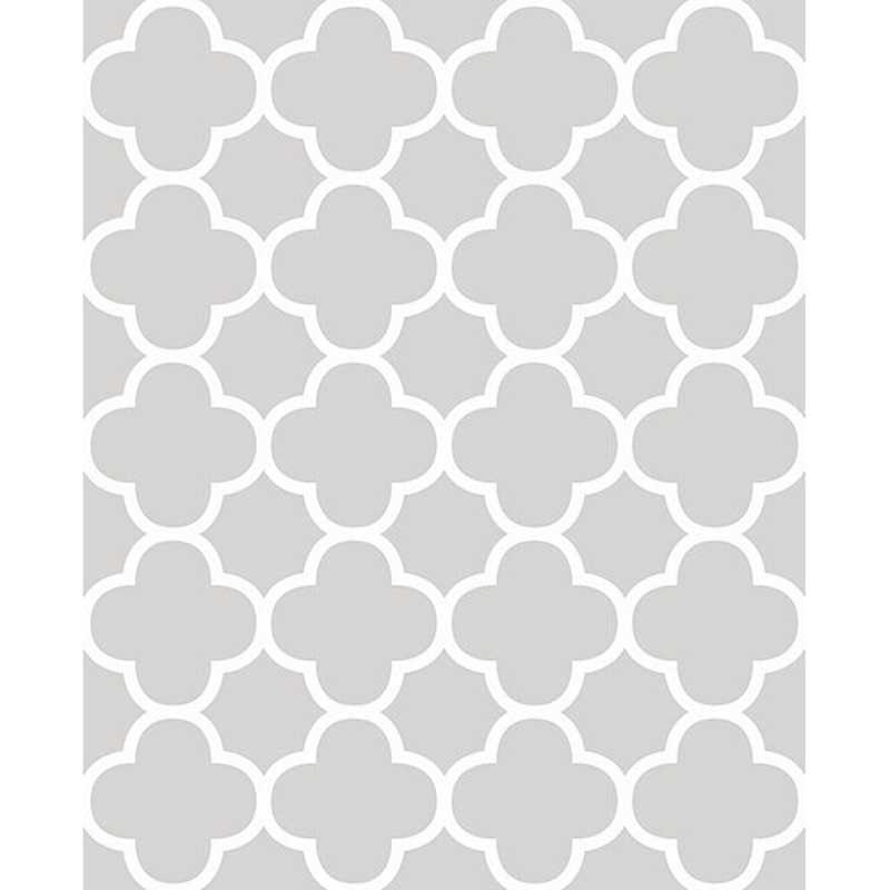 For Your Bath III Origin Grey Quatrefoil Wallpaper