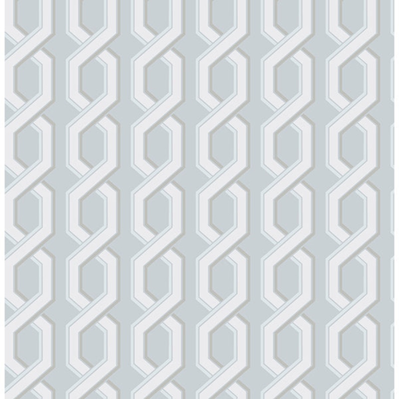 For Your Bath III Twist Blue Geometric Wallpaper