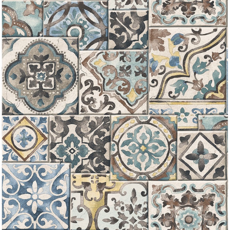 Marrakesh Tiles Teal Mosaic Wallpaper