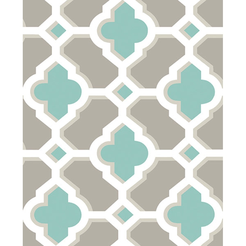 2744-24123 Lido Turquoise Quatrefoil Wallpaper