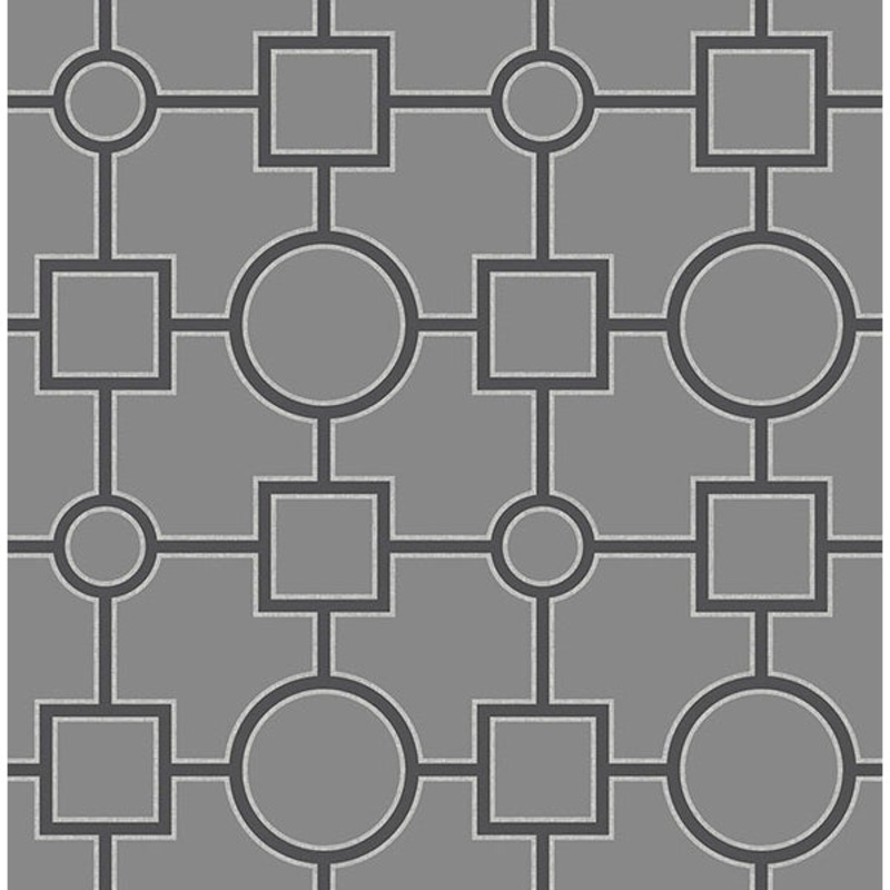 For Your Bath III Matrix Black Geometric Wallpaper