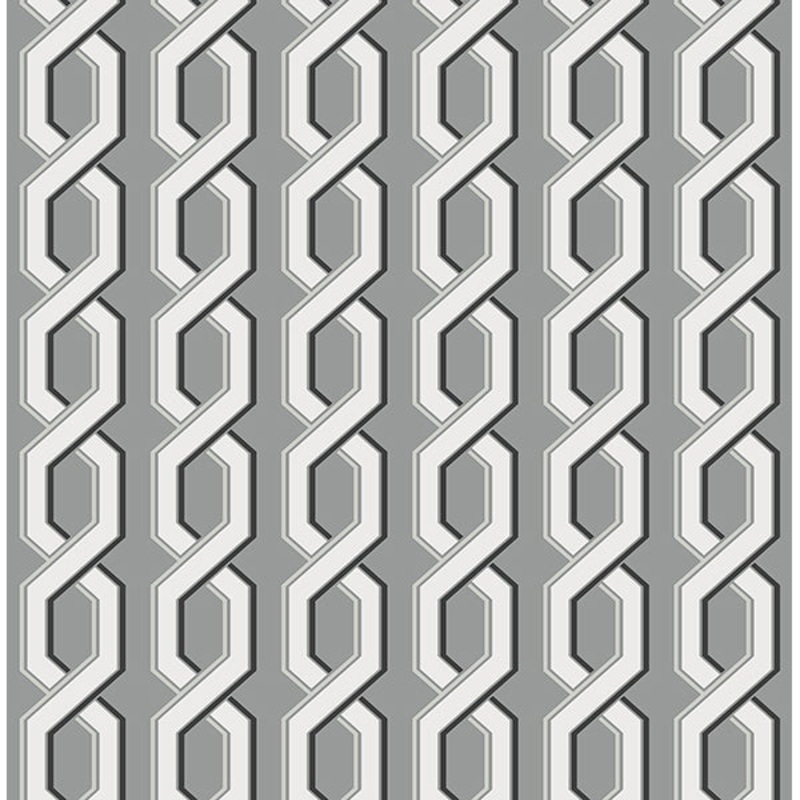 For Your Bath III Twist Black Geometric Wallpaper