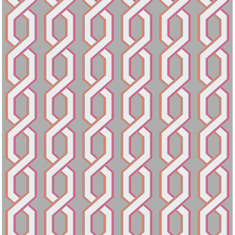For Your Bath III Twist Pink Geometric Wallpaper