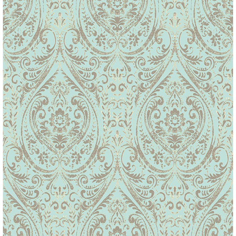 NU2079 Nomad Damask Turquoise Damask Peel and Stick Wallpaper