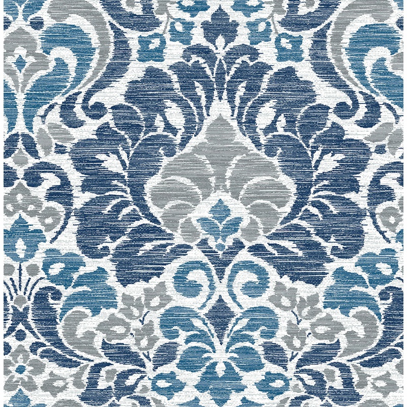 Garden of Eden Blue Damask Wallpaper